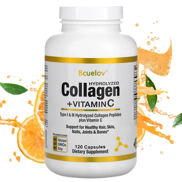 Bcuelov Type I & III Hydrolyzed Collagen Peptides Plus Vitamin C
