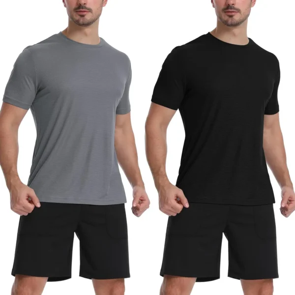 Zengjo Athletic Shirts for Men,Quick Dry Mens Workout Running Shirts Short Sleeve Lightweight Gym Permance T Shirt 2 Pack